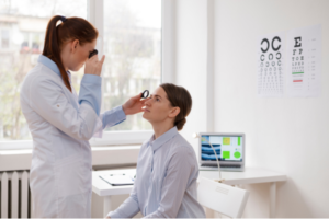Doctor testing patient's eyesight